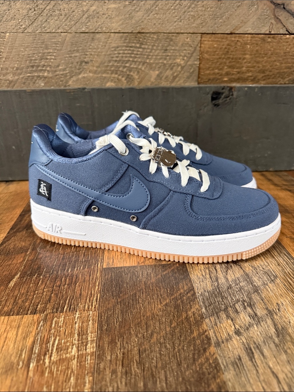 Nike Air Force 1 Low Nike Coast Blue Canvas Gum Sole Sneakers